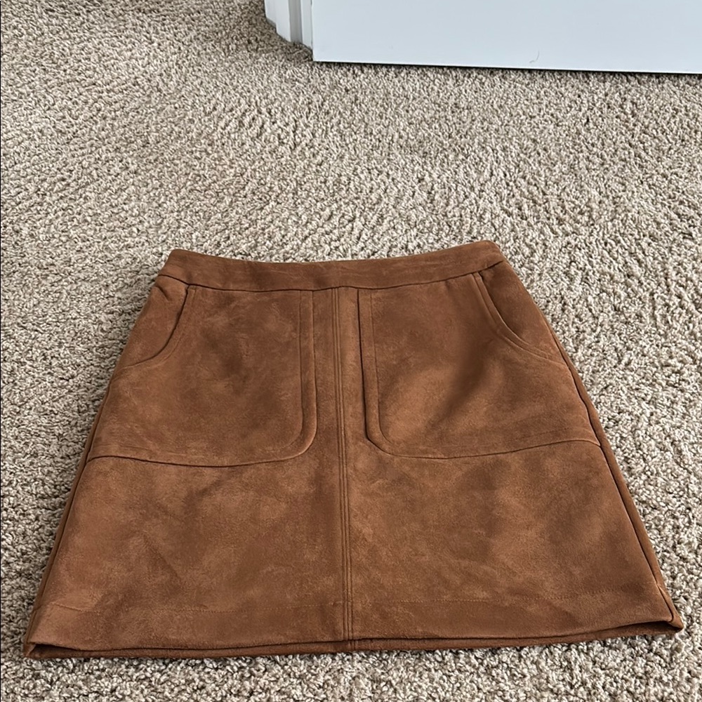 Brown Faux Suede Mini Skirt